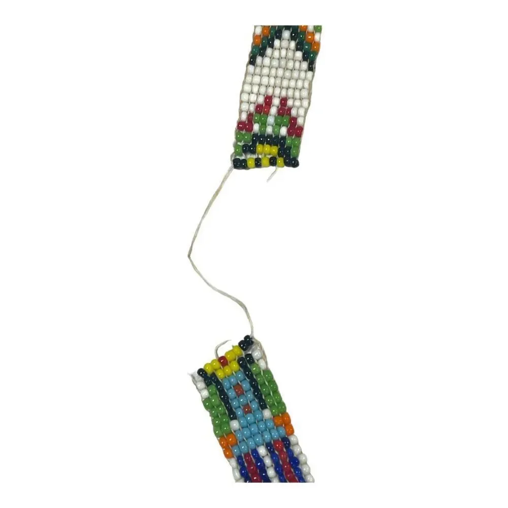 Handmade Native American Beaded Necklace Trade Beads Thunderbird & Fringe READ - Picture 5 of 7